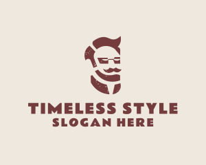 Hipster Man Mustache logo design