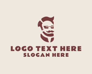 Male - Hipster Man Mustache logo design