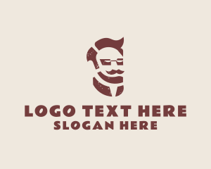 Hipster Man Mustache Logo