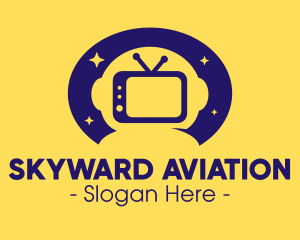 Aeronautical - Blue Astronaut Television logo design