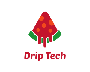 Dripping - Watermelon Pizza Slice logo design