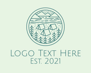 Night Scene - Mountain Forest Campsite logo design