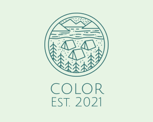 Exploration - Mountain Forest Campsite logo design