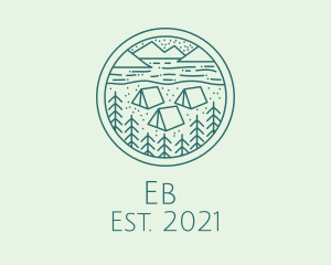 Water - Mountain Forest Campsite logo design