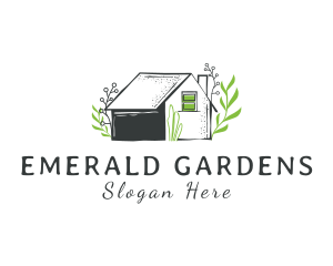 Botanical House Garden Cottage logo design