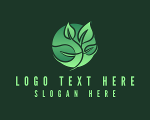 Vegetable - Green Leaf Vegan Circle logo design