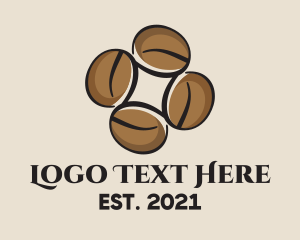 White And Brown - Brown Coffee Beans logo design