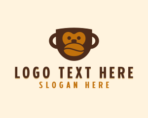 Ape - Coffee Bean Mug Monkey logo design