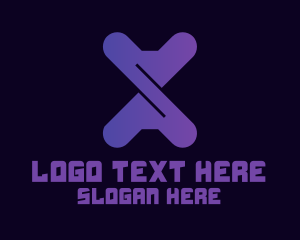 Tricolor - Purple Twist Gaming Letter X logo design