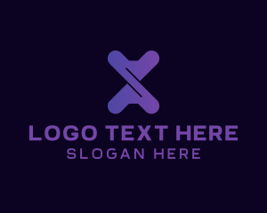 Online Game - Purple Twist Gaming Letter X logo design