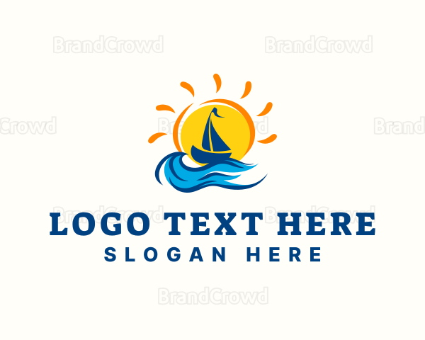 Sail Boat Sunset Logo