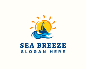 Sail Boat Sunset logo design