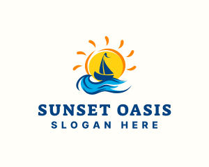 Sail Boat Sunset logo design