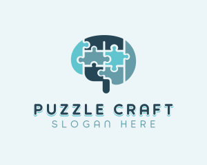 Brain Jigsaw Puzzle logo design