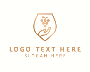 Wine Store - Shield Hand Grape logo design