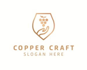 Copper - Shield Hand Grape logo design