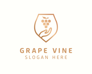 Grape - Shield Hand Grape logo design