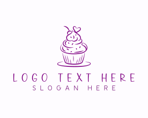 Dessert - Sweet Heart Cupcake logo design