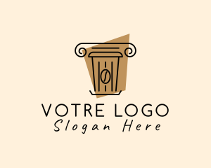 Espresso - Coffee Bean Cup Pillar logo design