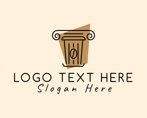 Affogato - Coffee Bean Cup Pillar logo design