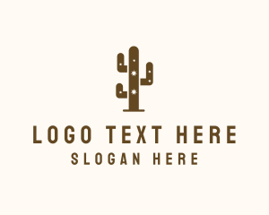 Sand Dune - Brown Western Cactus logo design