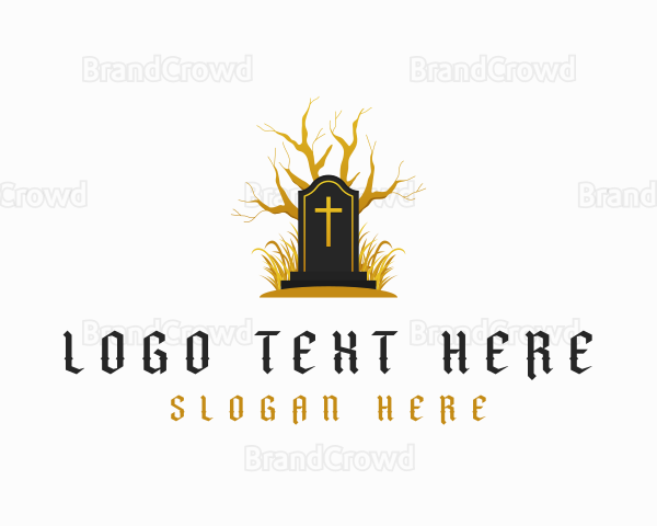 Gothic Halloween Gravestone Logo