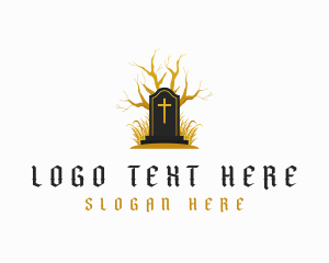 Interment - Gothic Halloween Gravestone logo design