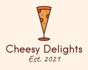 Cheesy - Pizza Champagne Glass logo design