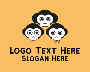 Cheeky - Funny Monkey Trio logo design