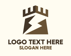 Electricity - Brown Lightning Castle logo design