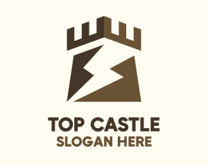 Brown Lightning Castle logo design