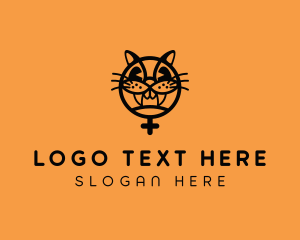 Kitten - Pet Cat Fangs logo design