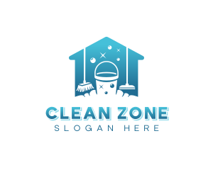 Cleaning Bucket Janitorial logo design