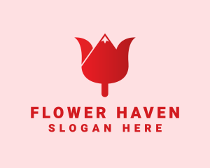 Tulip Flower Mountain logo design