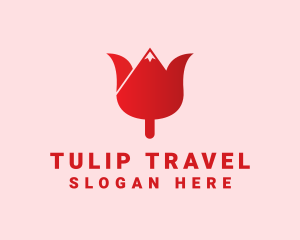 Tulip Flower Mountain logo design