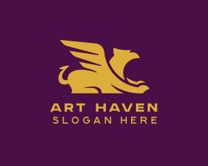 Simple Golden Griffin logo design