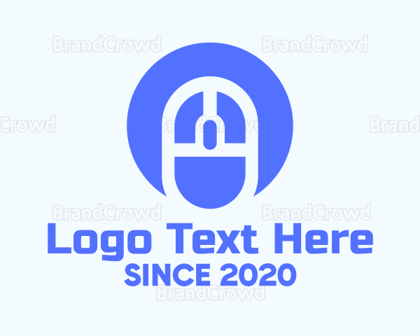 Blue Tech Circle Mouse Logo