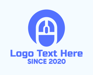 Icon - Blue Tech Circle Mouse logo design