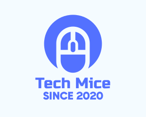 Blue Tech Circle Mouse logo design