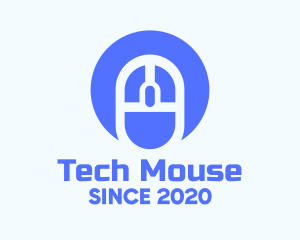 Blue Tech Circle Mouse logo design