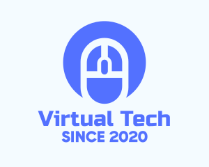Virtual - Blue Tech Circle Mouse logo design