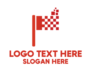 Online - Red Digital Flag logo design