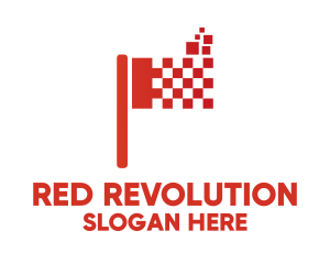 Red Digital Flag logo design