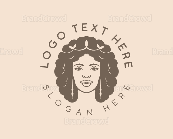 Female Curly Hairstyle Logo