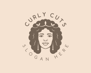 Curly - Female Curly Hairstyle logo design