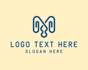 Attach - Paper Clip Letter M logo design