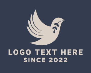 Peace - Hope Dove Bird Branch logo design