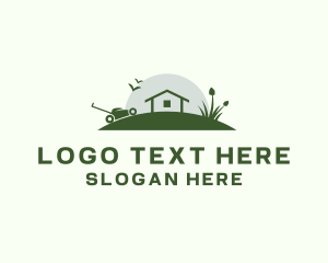Lawn Care - Lawn Mower Garden Tool Shed logo design