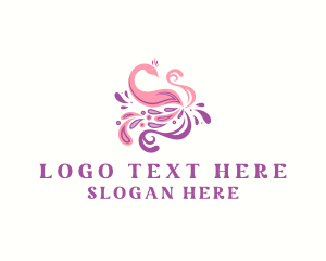 Animal - Swan Swirl Paint logo design