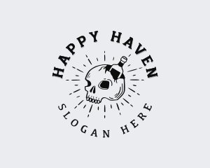Hipster Skull Bottle Logo
